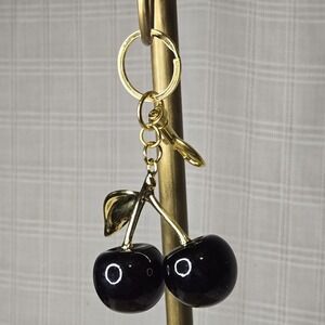 Dark Purple Glitter Cherries Bag Key Charm Purse Whimsigoth Goth Festival New